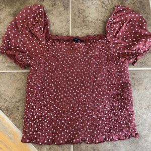 American Eagle Smocked PolkaDot Top